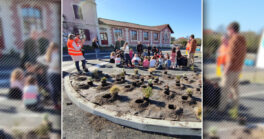 Les enfants de l’Accueil de Loisirs ont participé à la phase finale du chantier du parking du Puntet